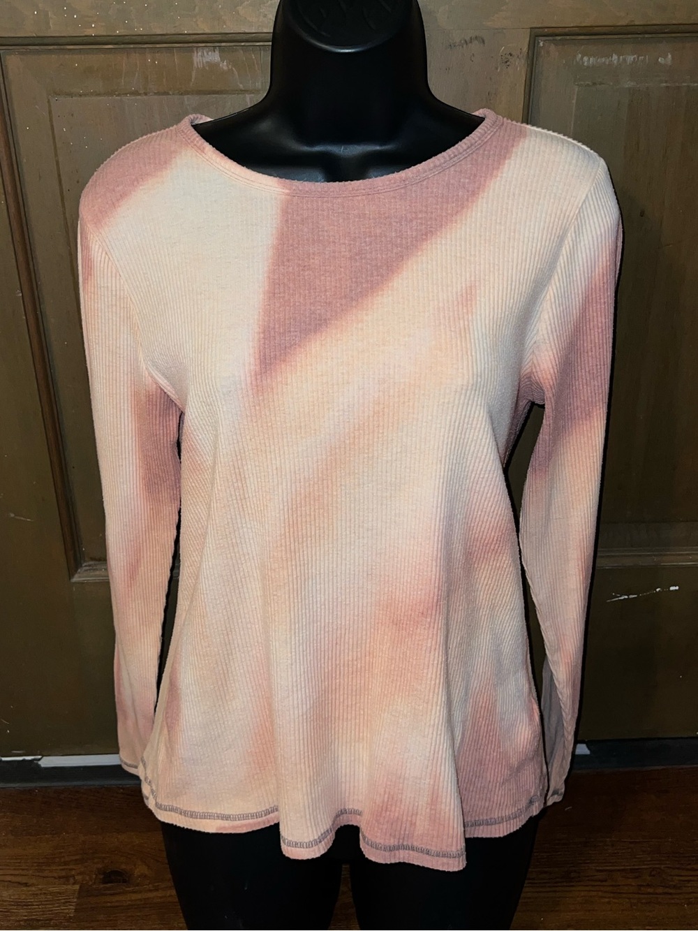 Old Navy Casual Ribbed Knit Neutral Long Sleeve Crewneck Layering Y2K Size L - Picture 3 of 8